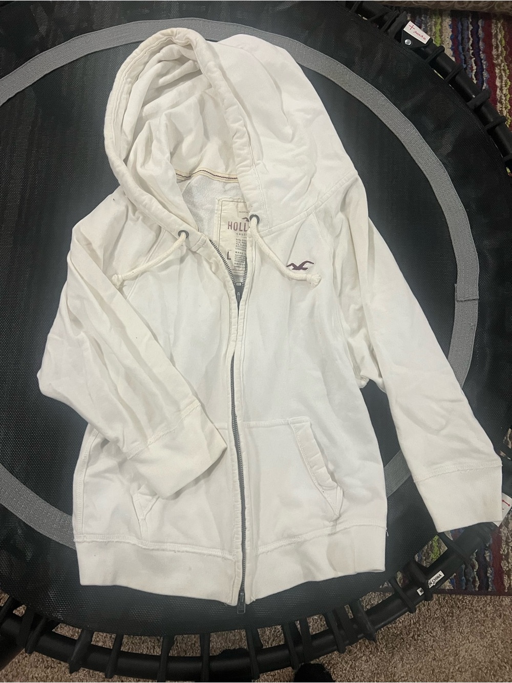 Hollister Off-White Zip Front Hoodie Jacket